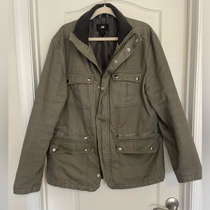 H&M Men’s Green Gray Cotton Polyester Utility Jacket Size 44R